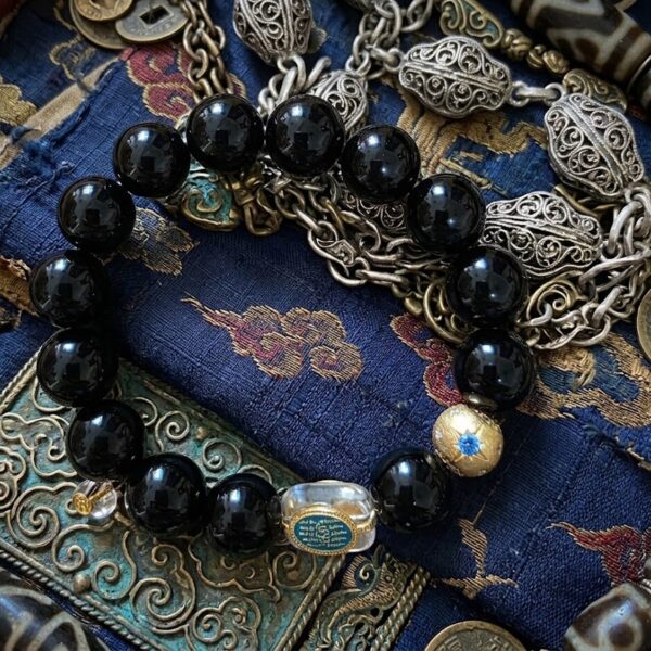 C01 Obsidian & Silver Alignment Bracelet