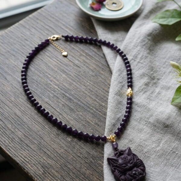 D2 Carved Fox Mala Necklace